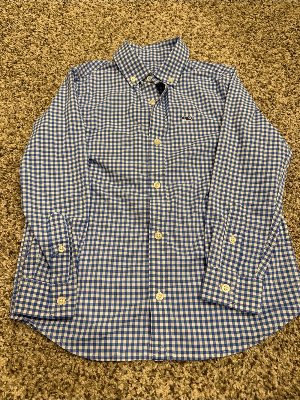 Vineyard Vines Boys Blue & White Gingham Button-Down Shirt